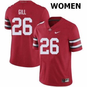 Women's Ohio State Buckeyes #26 Jaelen Gill Red Nike NCAA College Football Jersey Designated LWR6644MH